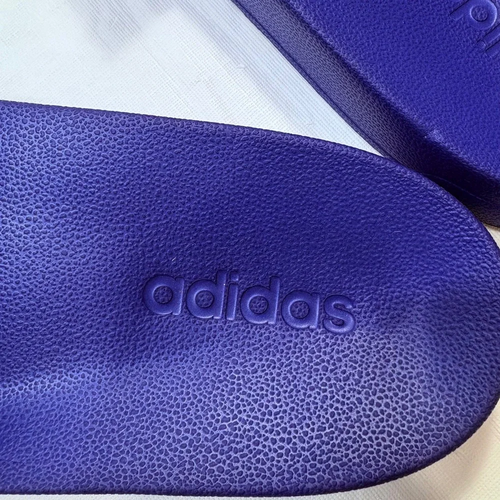 Adidas Adilette Shower Slides Mens 18 Purple White Striped Sandals GW1051